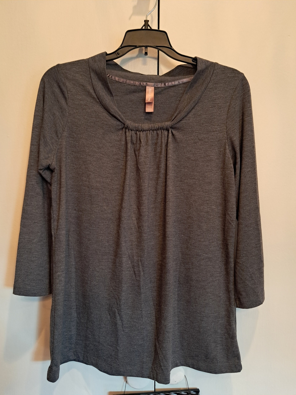 White Stag Dark Gray Gathered-Neck Long Sleeve Tee